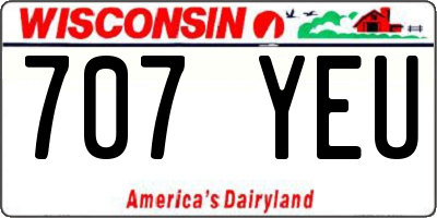 WI license plate 707YEU