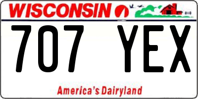WI license plate 707YEX