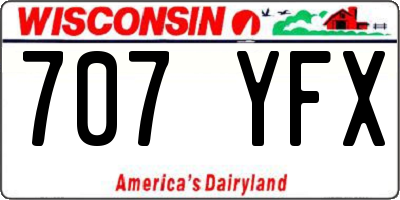 WI license plate 707YFX