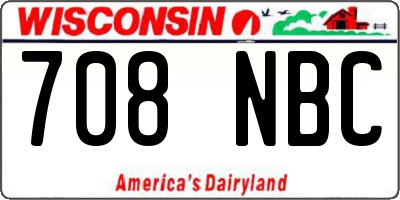 WI license plate 708NBC