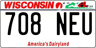 WI license plate 708NEU