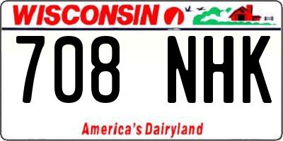 WI license plate 708NHK