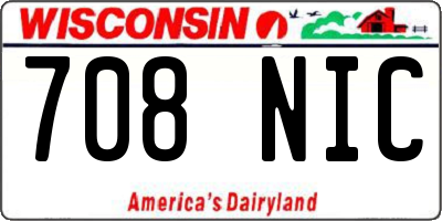 WI license plate 708NIC