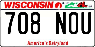 WI license plate 708NOU