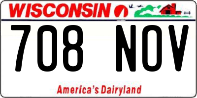 WI license plate 708NOV