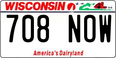 WI license plate 708NOW