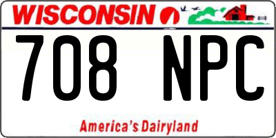 WI license plate 708NPC