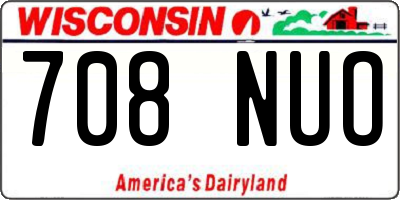 WI license plate 708NUO