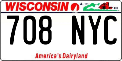 WI license plate 708NYC