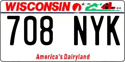 WI license plate 708NYK