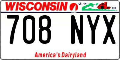 WI license plate 708NYX