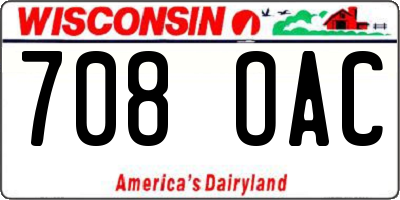 WI license plate 708OAC