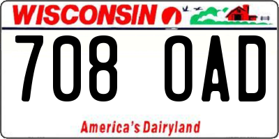WI license plate 708OAD