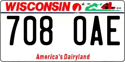 WI license plate 708OAE