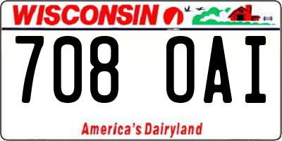 WI license plate 708OAI