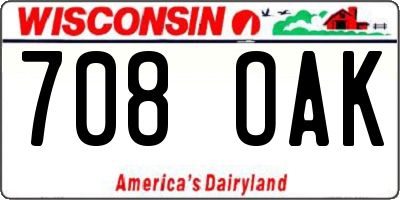 WI license plate 708OAK