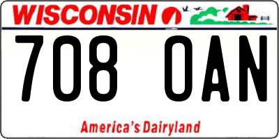 WI license plate 708OAN