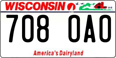 WI license plate 708OAO