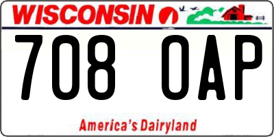 WI license plate 708OAP