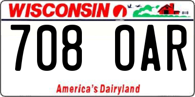 WI license plate 708OAR