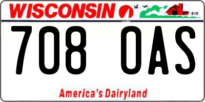 WI license plate 708OAS
