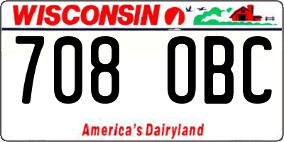 WI license plate 708OBC