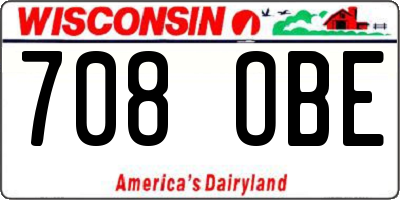 WI license plate 708OBE