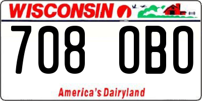 WI license plate 708OBO