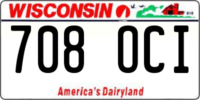 WI license plate 708OCI