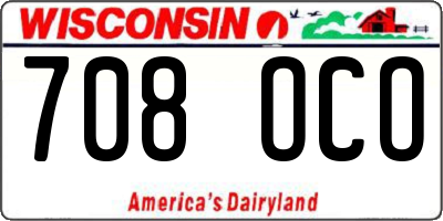 WI license plate 708OCO