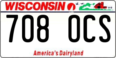 WI license plate 708OCS