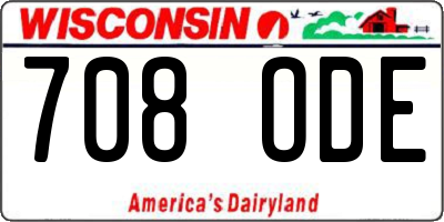 WI license plate 708ODE