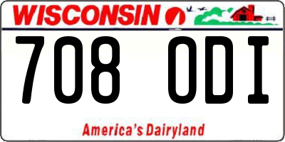 WI license plate 708ODI
