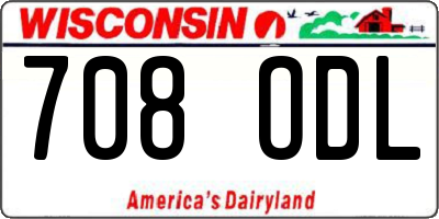 WI license plate 708ODL