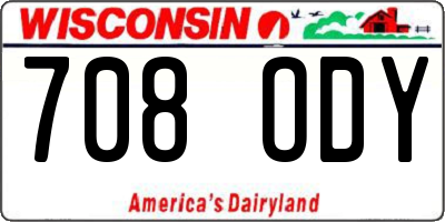 WI license plate 708ODY