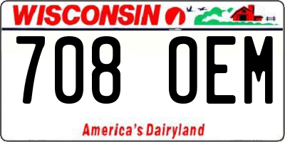 WI license plate 708OEM
