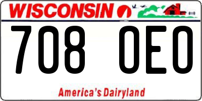 WI license plate 708OEO