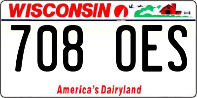 WI license plate 708OES