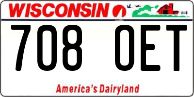 WI license plate 708OET
