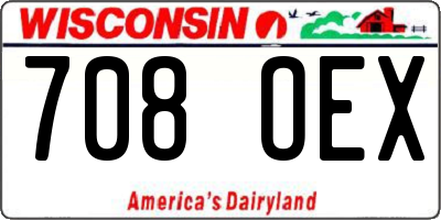 WI license plate 708OEX
