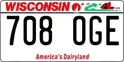 WI license plate 708OGE