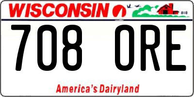 WI license plate 708ORE