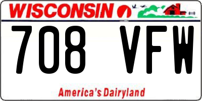 WI license plate 708VFW