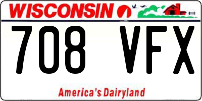 WI license plate 708VFX