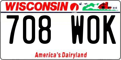 WI license plate 708WOK