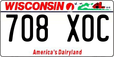 WI license plate 708XOC