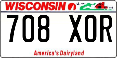 WI license plate 708XOR