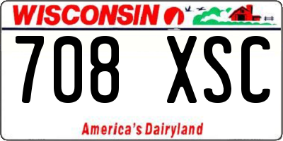 WI license plate 708XSC