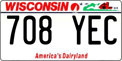 WI license plate 708YEC