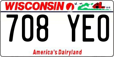 WI license plate 708YEO